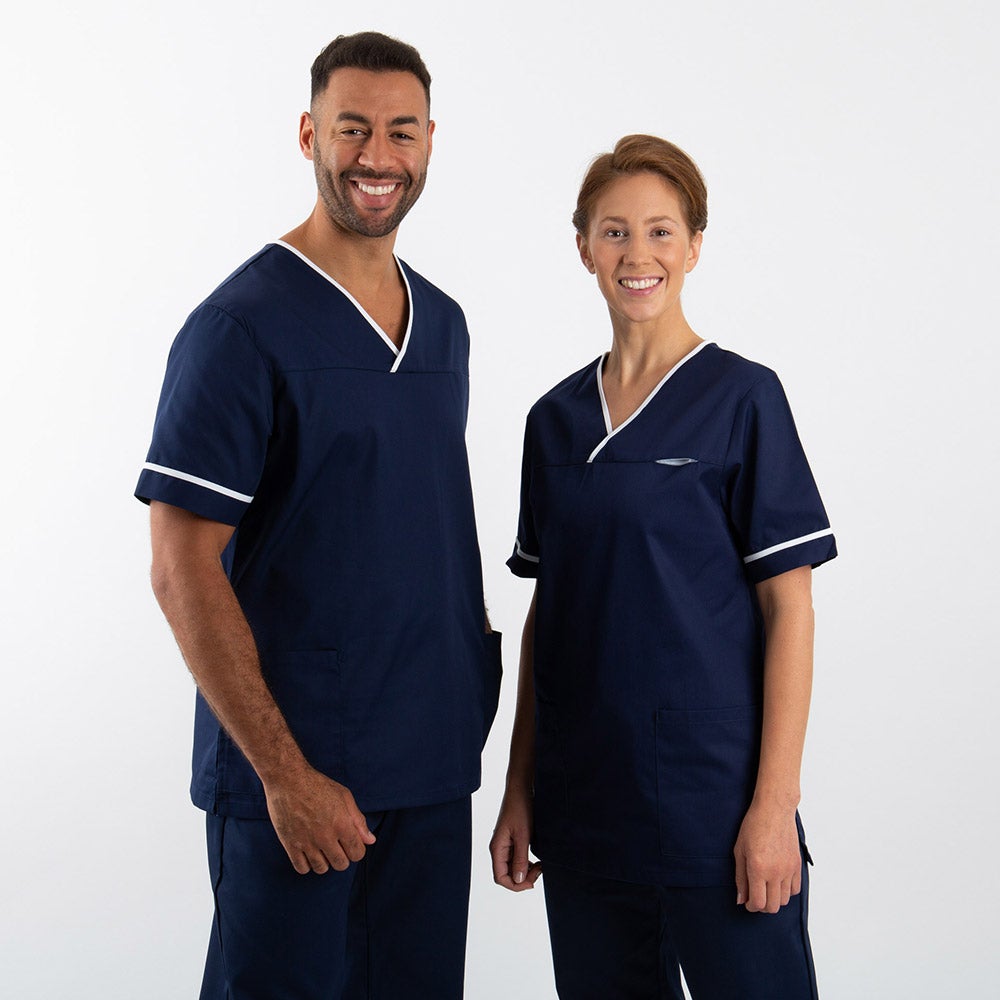 Unisex Contrast Trim Scrub Tunic