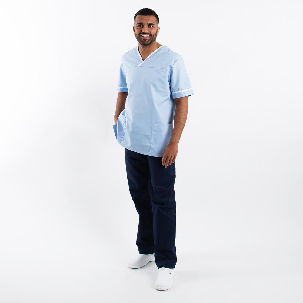 Unisex Contrast Trim Scrub Tunic