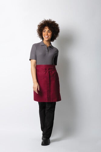 Burgundy Short Waist Apron With Pocket