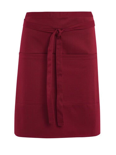 Burgundy Short Waist Apron With Pocket