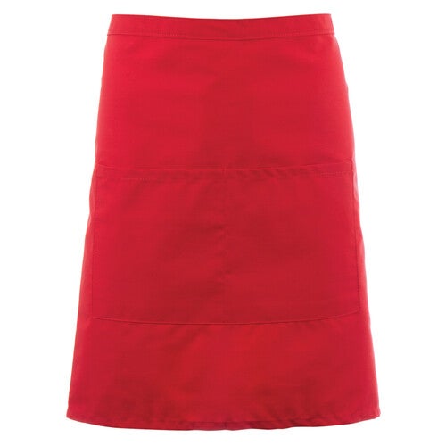 Red Short Waist Apron With Pocket