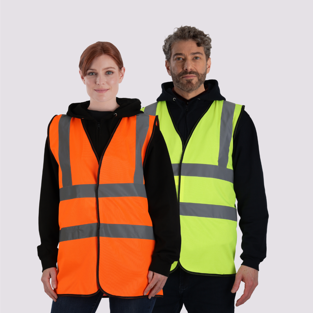 Models wearing Hi-Vis waistcoats